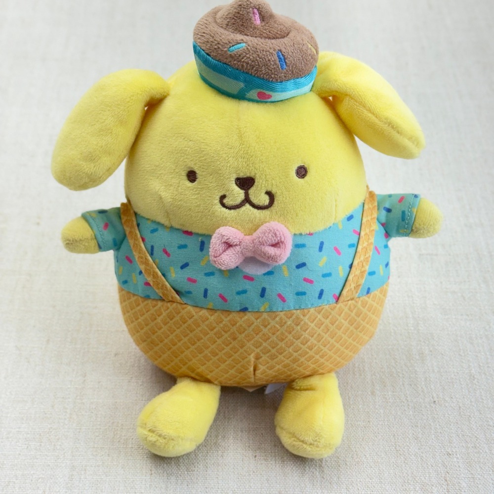 Sanrio Pompompurin Ice Cream Cone Sprinkles Plush Yellow Dog 8 Inch